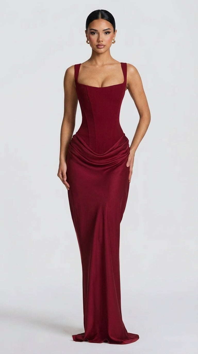 Dalia Maxikleid - Weinrot